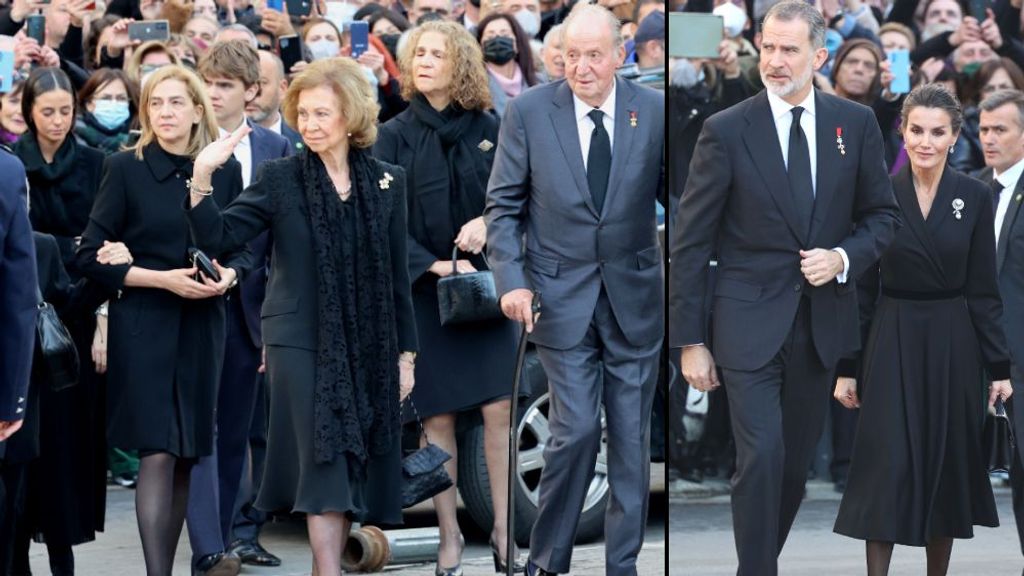 La familia real española, en el funeral de Constantino de Grecia