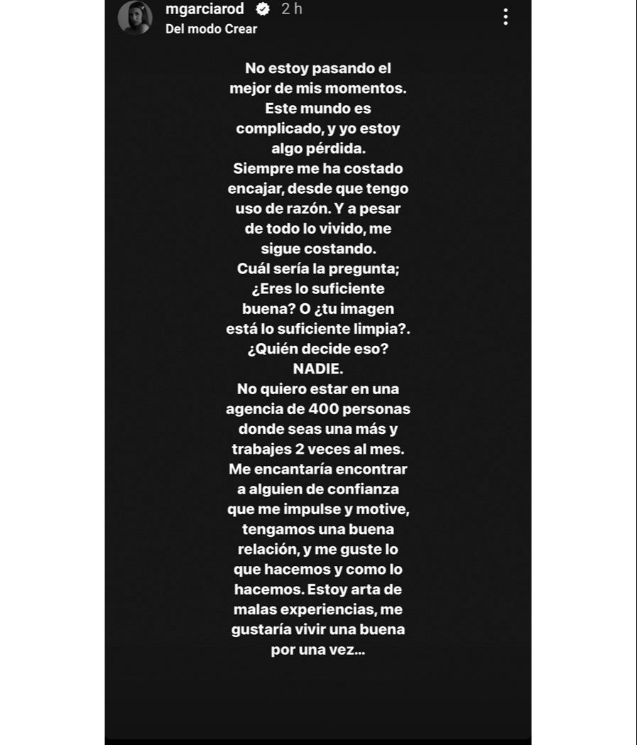 Marina García ha tenido una mala experiencia de la que se ha hecho ahora eco