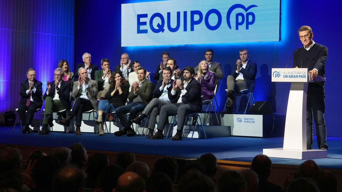 El presidente del PP, Alberto Núñez Feijóo, el pasado sábado en la presentación de sus candidatos autonómicos