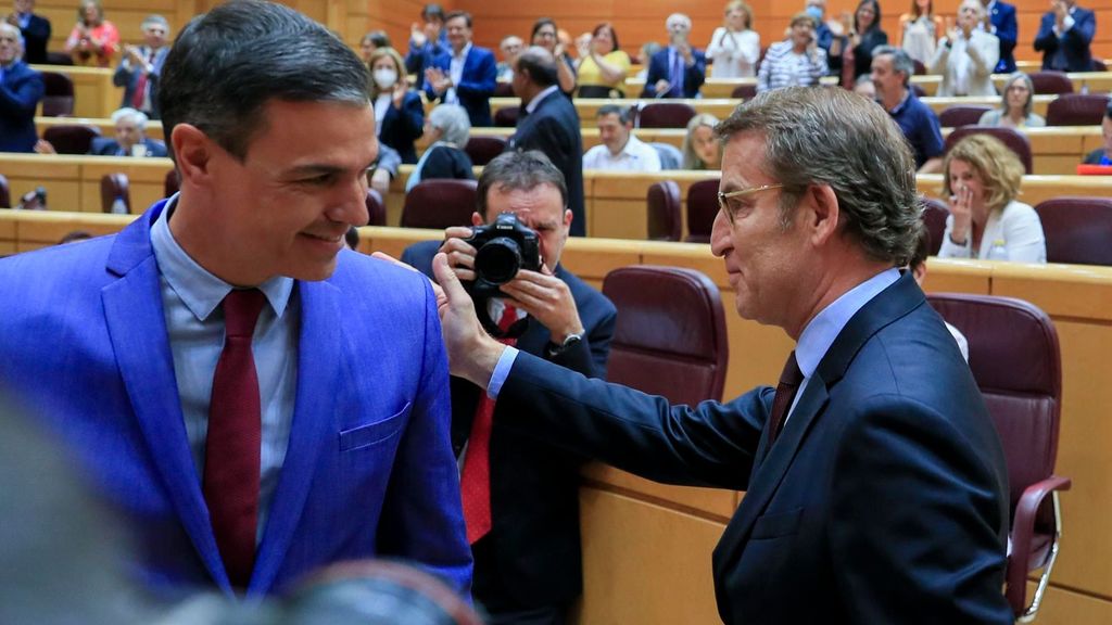 Pedro Sánchez y Alberto Núñez Feijóo en el Senado