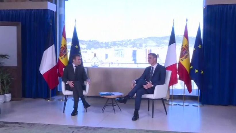 La reunión entre Pedro Sánchez y Macron.