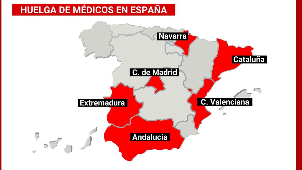 Mapa de la huelga de médicos en España