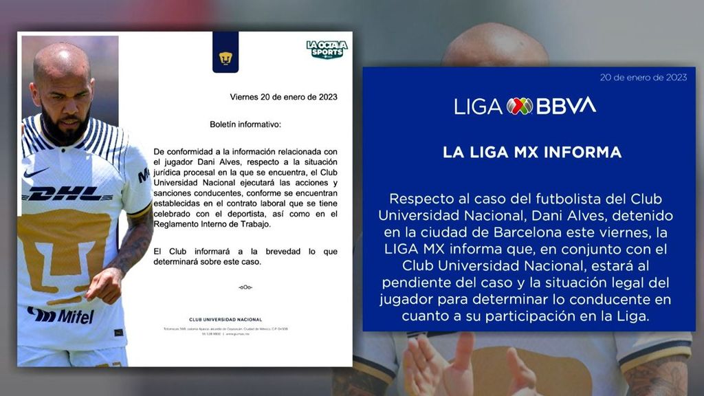 Pumas UNAM y la Liga MX tomarán las "medidas necesarias" en el caso de Dani Alves