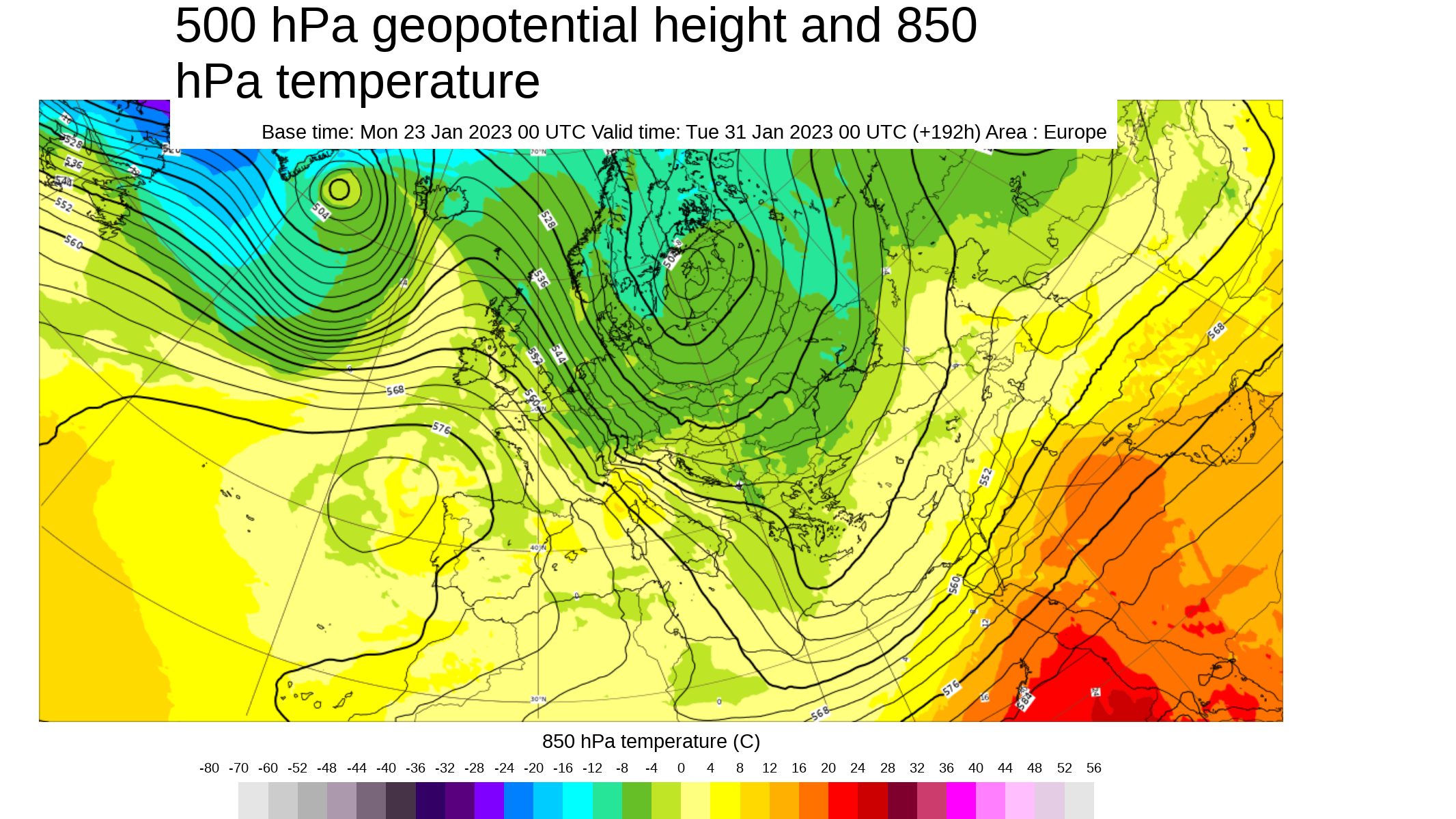 Previsión para el 30 de enero, con el anticiclón ya sobre la Península Ibérica
