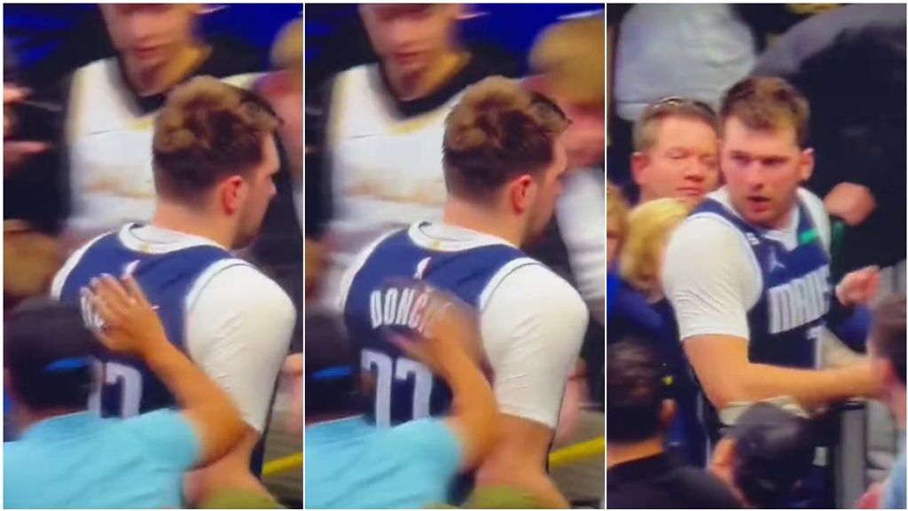Un fan de Dallas Mavericks le suelta un manotazo a Doncic en la espalda: no se lo podía creer