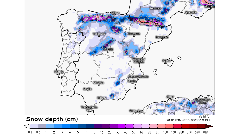 Acumulación de nieve prevista hasta el sábado