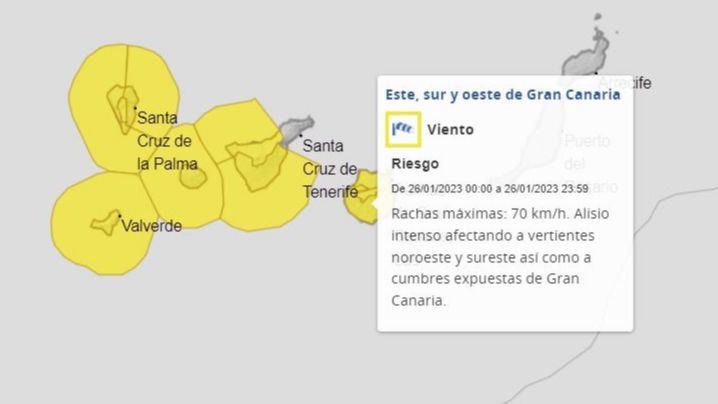 Avisos por viento y temporal marítimo en Canarias