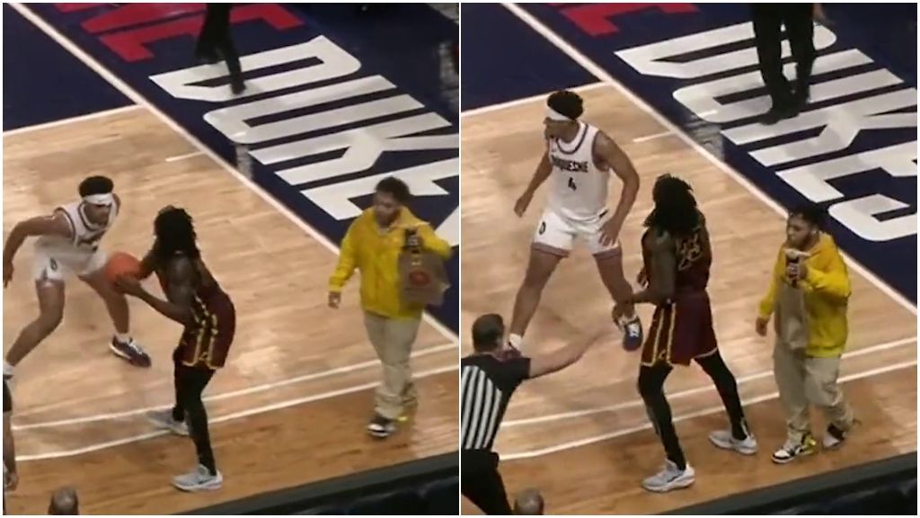 Un repartidor de comida se cuela en mitad de un partido de baloncesto: los jugadores tuvieron que parar