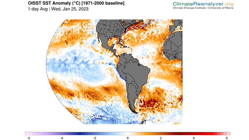 Anomalía de la temperatura superficial del mar
