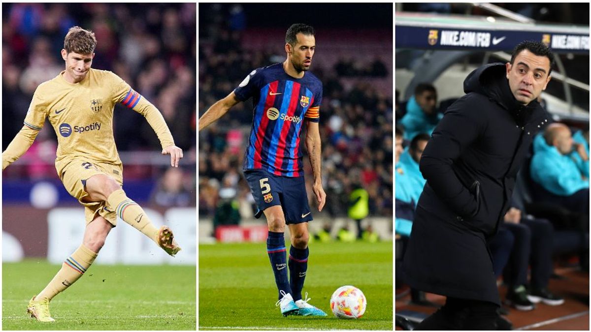 Busquets, Sergi Roberto y Xavi Hernández durante un partido de Barcelona Busquets, Sergi Roberto y Xavi Hernández durante un partido de Barcelona