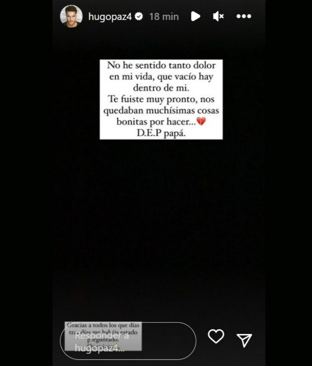 Hugo Paz anuncia el fallecimiento de su padre, Manuel Paz