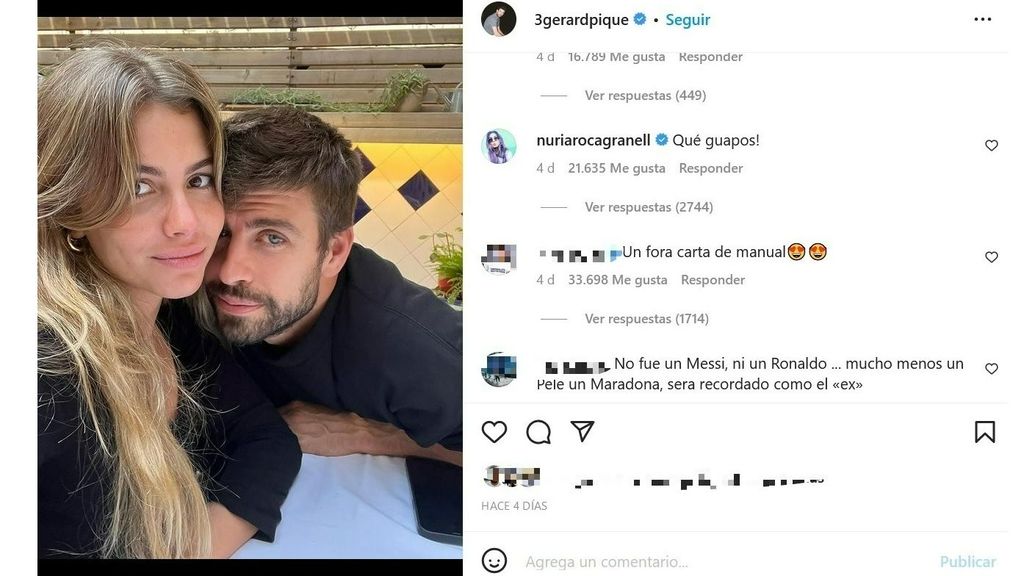 El comentario de Nuria Roca en la foto de Gerard Piqué con Clara Chía