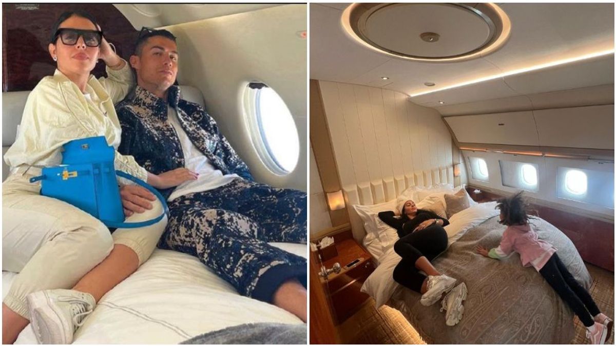 Georgina y Cristiano en su avión privado
