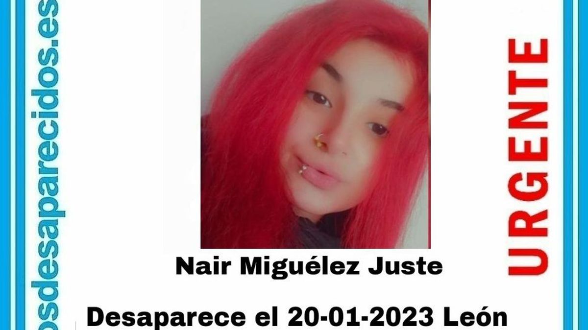 Nair Miguélez Juste, una menor de 14 años desaparecida en León el 20 de enero