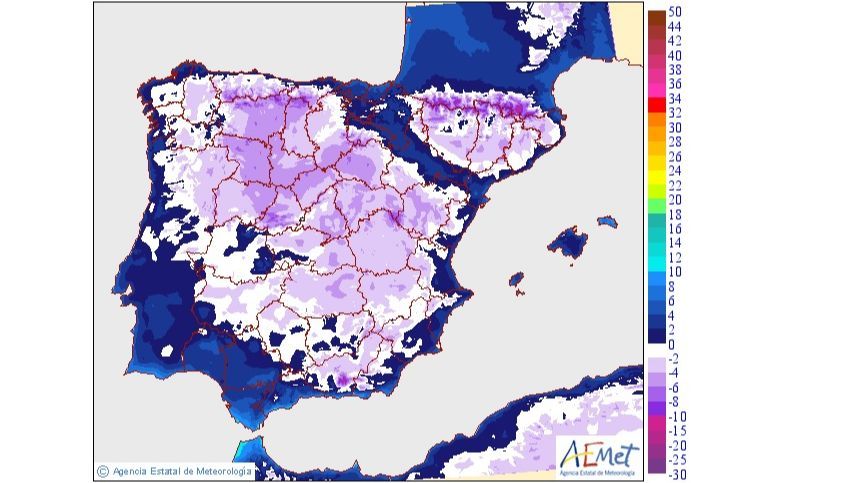 Temperaturas mínimas previstas para el martes 31