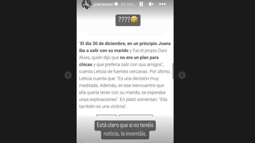 Captura de una story de Joana Sanz