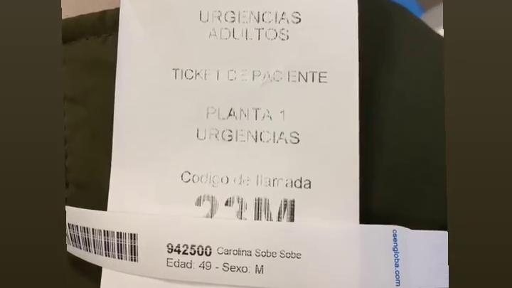 Carolina Sobe ha estado en urgencias por unos fuertes dolores