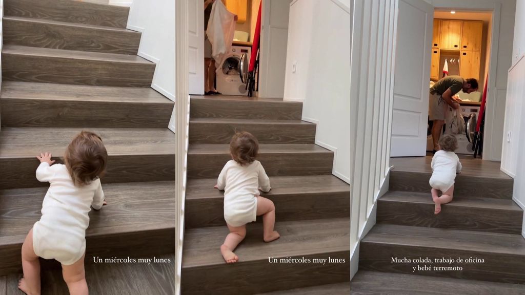 La hija pequeña de Verdeliss subiendo sola las escaleras de casa