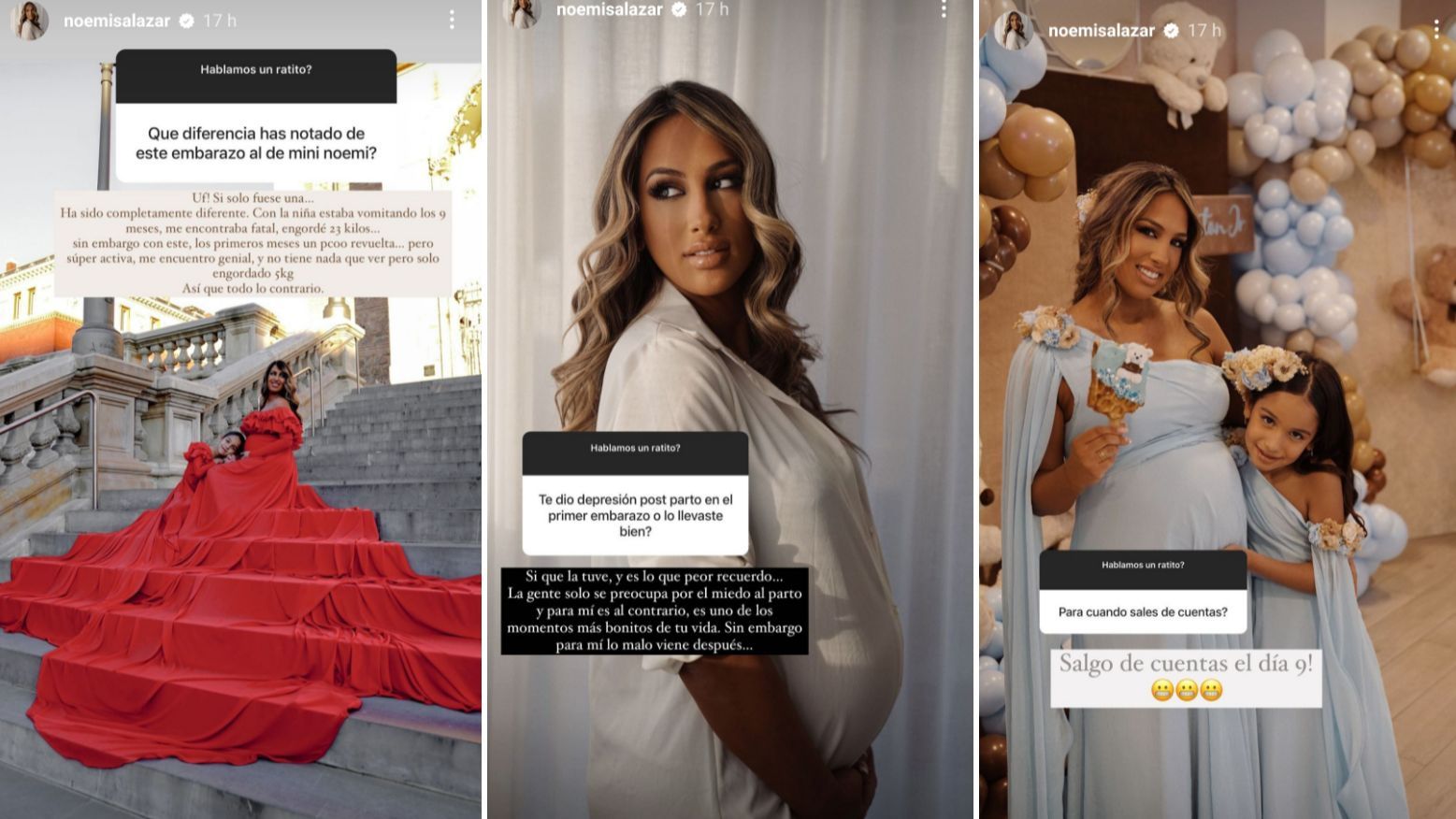 Noemí Salazar se ha sincerado con sus seguidores a pocos días antes de dar a luz
