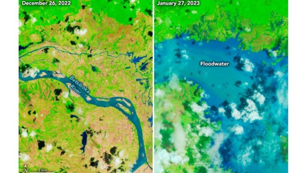 Madagascar antes y después de las inundaciones