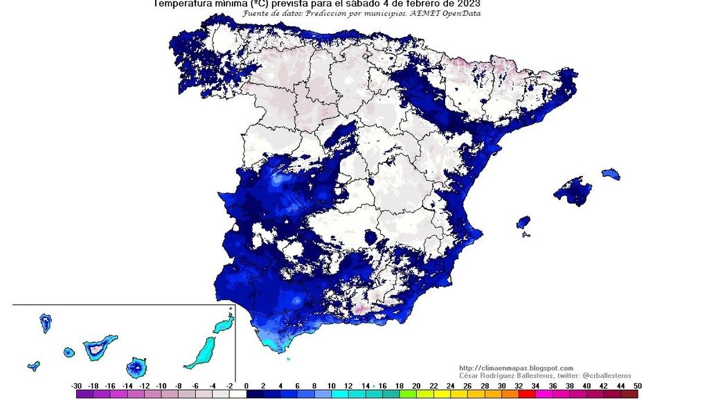 Temperatura mínima prevista para el sábado