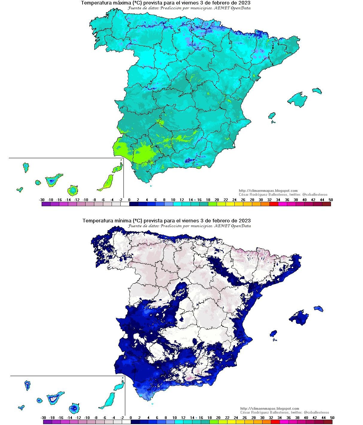 Temperaturas previstas para el viernes 3