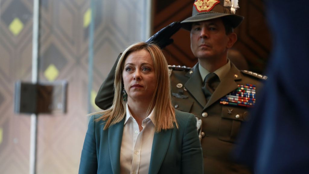 Giorgia Meloni en su viaje a Libia a finales de enero.