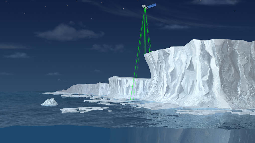 ICESat-2 utiliza rayos láser para medir la altura del hielo