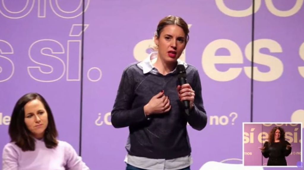 La ministra de Igualdad, Irene Montero, en un acto en Madrid, donde Unidas Podemos la ha arropado