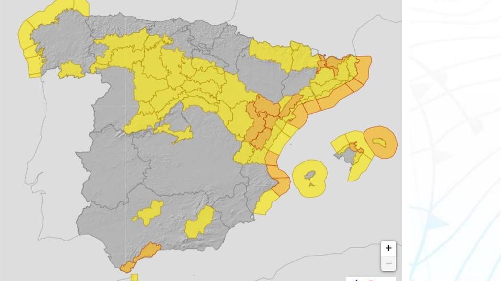 Avisos por lluvias, tormentas, nieve, frío, viento y mal mar previstos para el martes