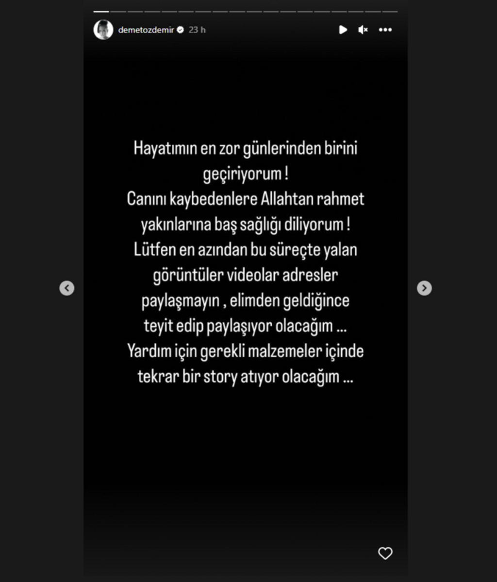 El mensaje de condolencia y solidaridad de Demet Özdemir a su país