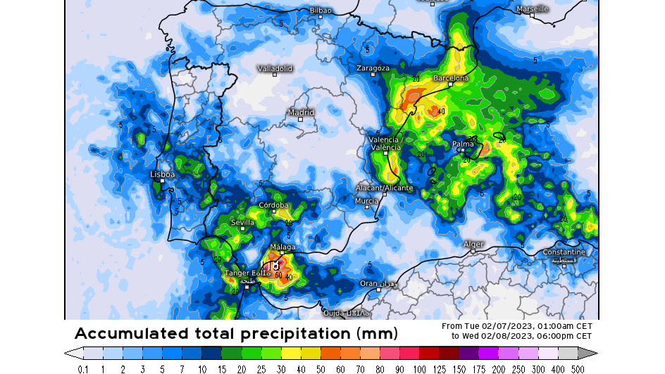 Precipitación prevista hasta el miércoles