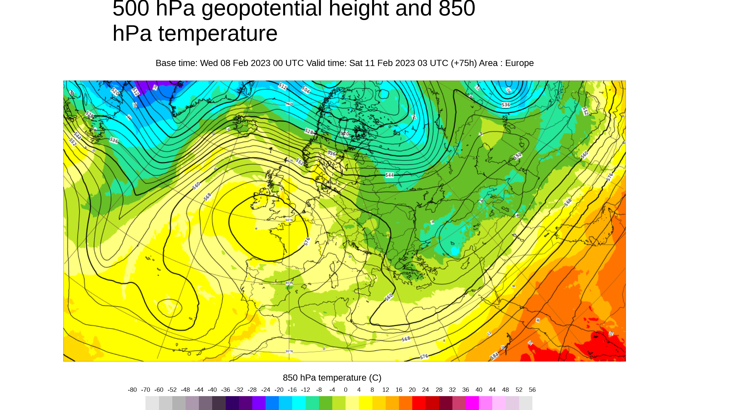 Bloqueo omega con el anticiclón en el centro previsto para el sábado 11