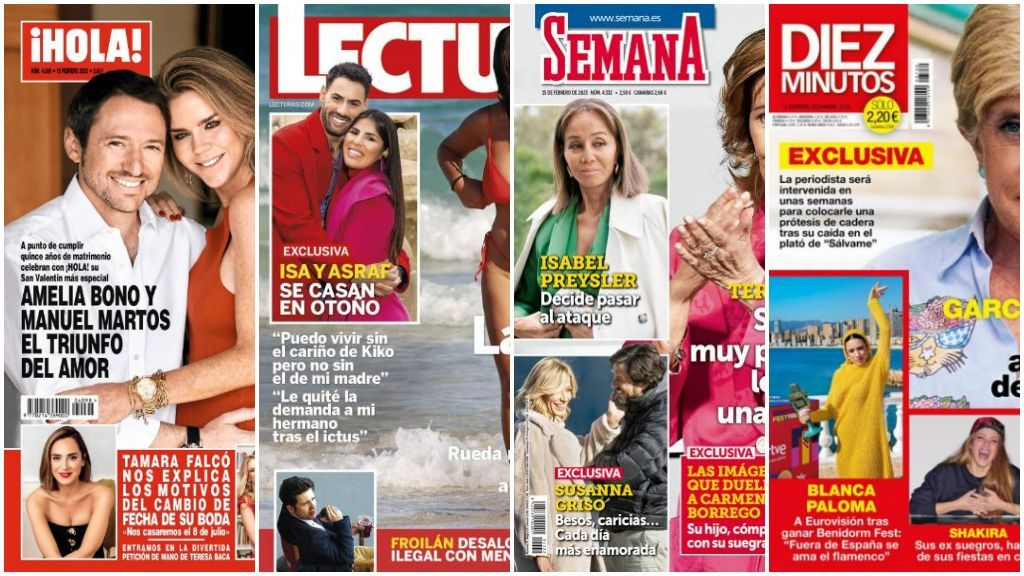 Las principales portadas de las revistas del corazón del miércoles 8 de febrero