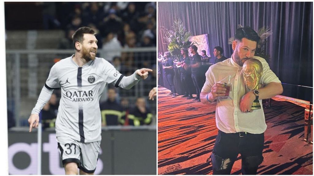 Messi jugando con el PSG y Matías con la Copa del Mundo