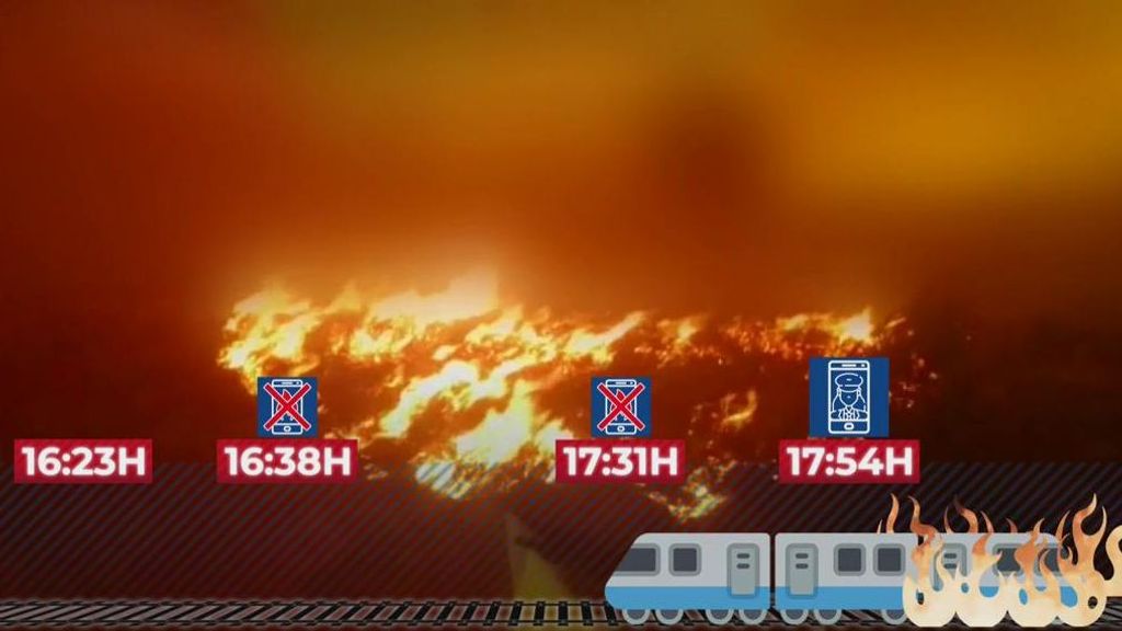 Dos llamadas alertaron de que el fuego del incendio de Bejís estaba muy cerca de las vías, pero no se registraron