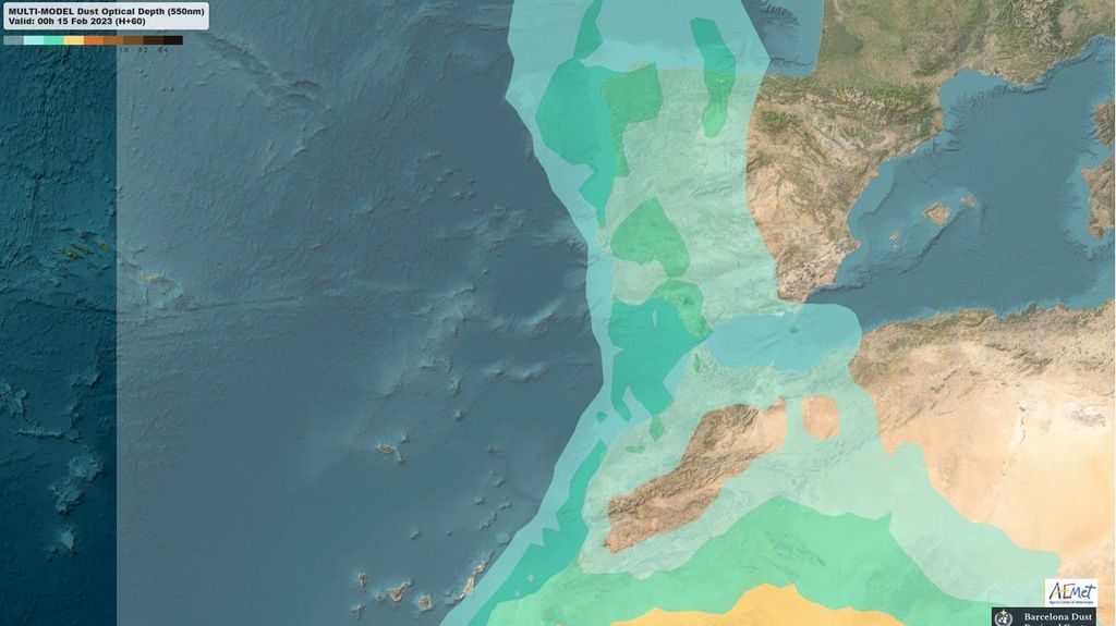 Intrusión de polvo a partir del martes