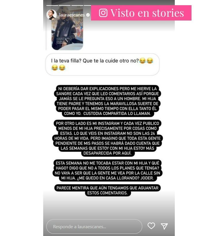 Laura Escanes, contra las críticas por hacer planes sin su hija Roma