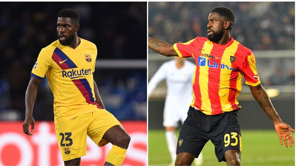 Umtiti con el Barcelona y con el Lecce Umtiti con el Barcelona y con el Lecce