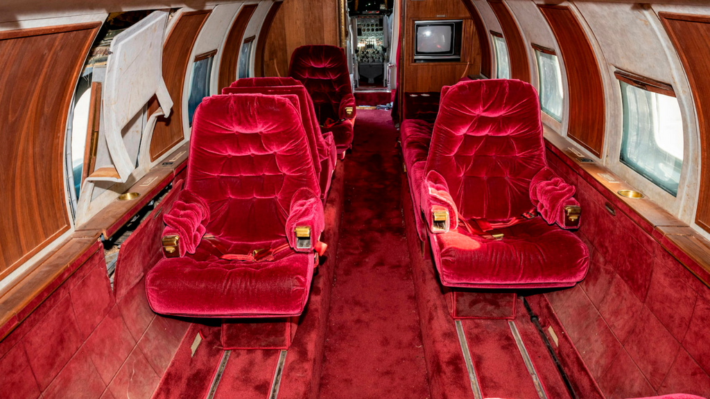 El interior del jet privado