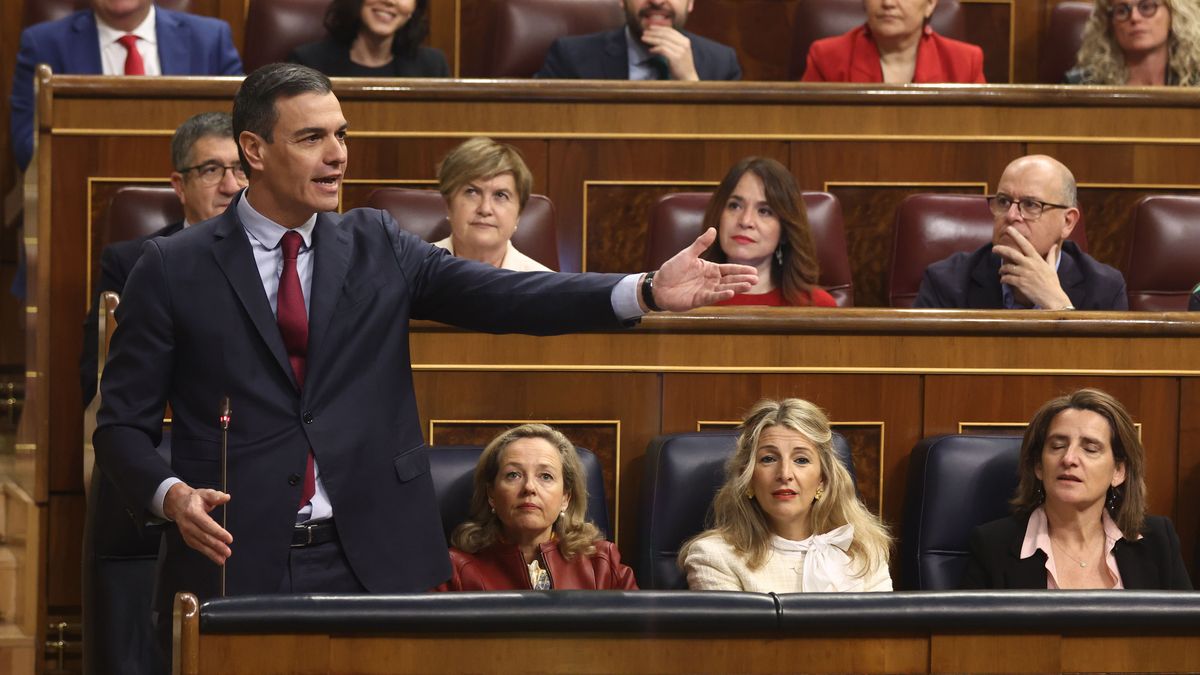 El presidente del Gobienro, Pedro Sánchez, durante la sesión de control