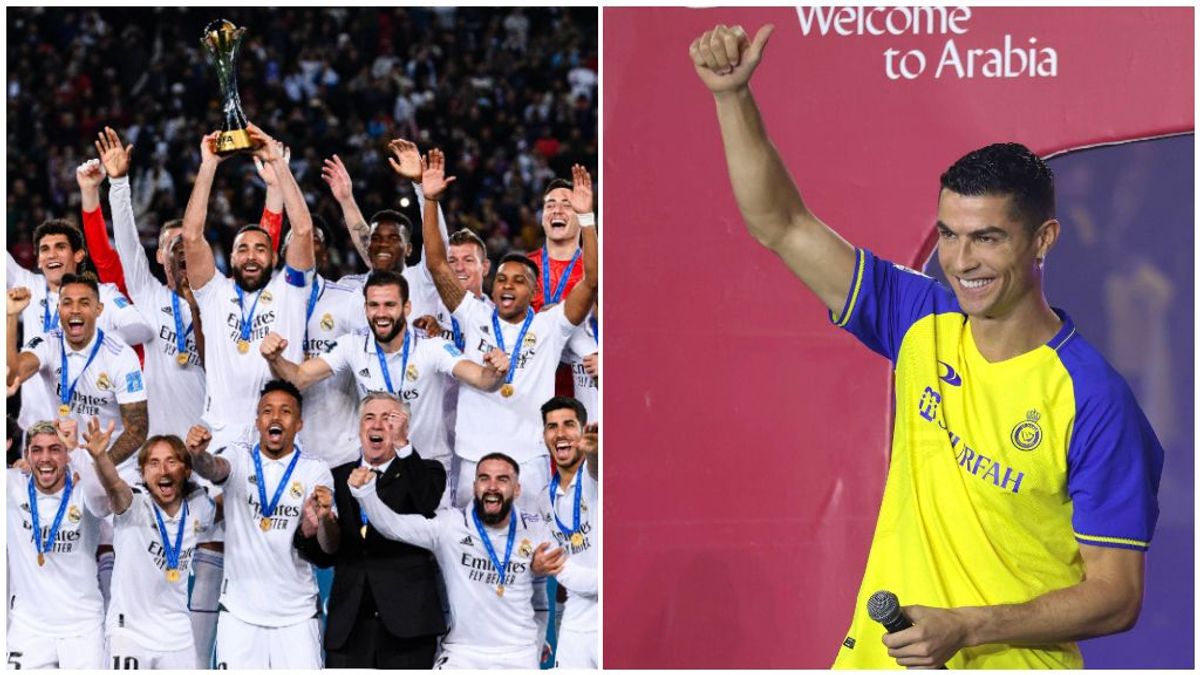 Real Madrid levantando el último Mundial de clubes y Cristiano en su presentación en Arabia Real Madrid levantando el último Mundial de clubes y Cristiano en su presentación en Arabia