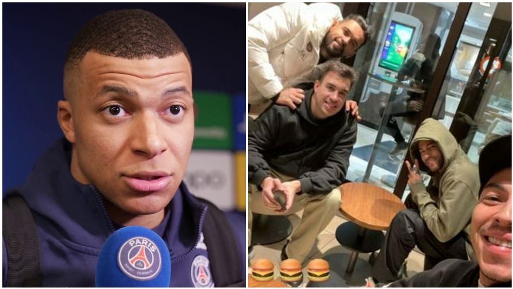 Mbappé pide "comer y descansar bien" para remontar al Bayern: Neymar, cenando comida rápida horas después