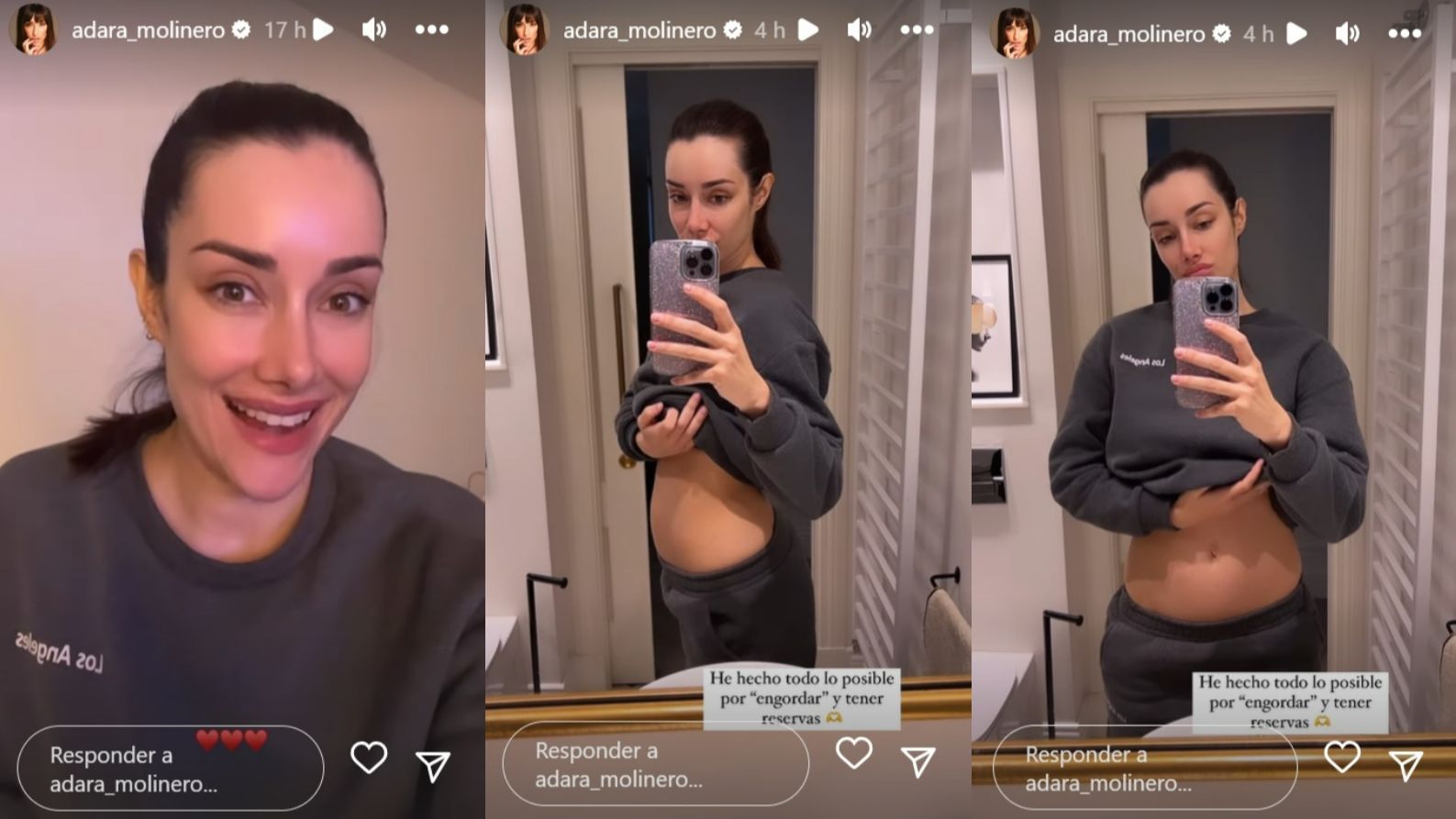 Adara Molinero muestra su tripa antes de poner rumbo a Honduras