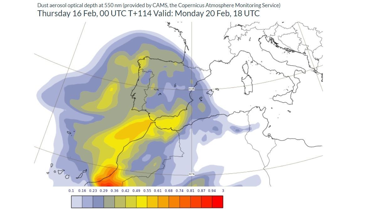Calima prevista para el lunes 20