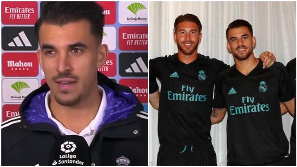 Ceballos hablando tras el partido del Elche y en una foto junto a Ramos