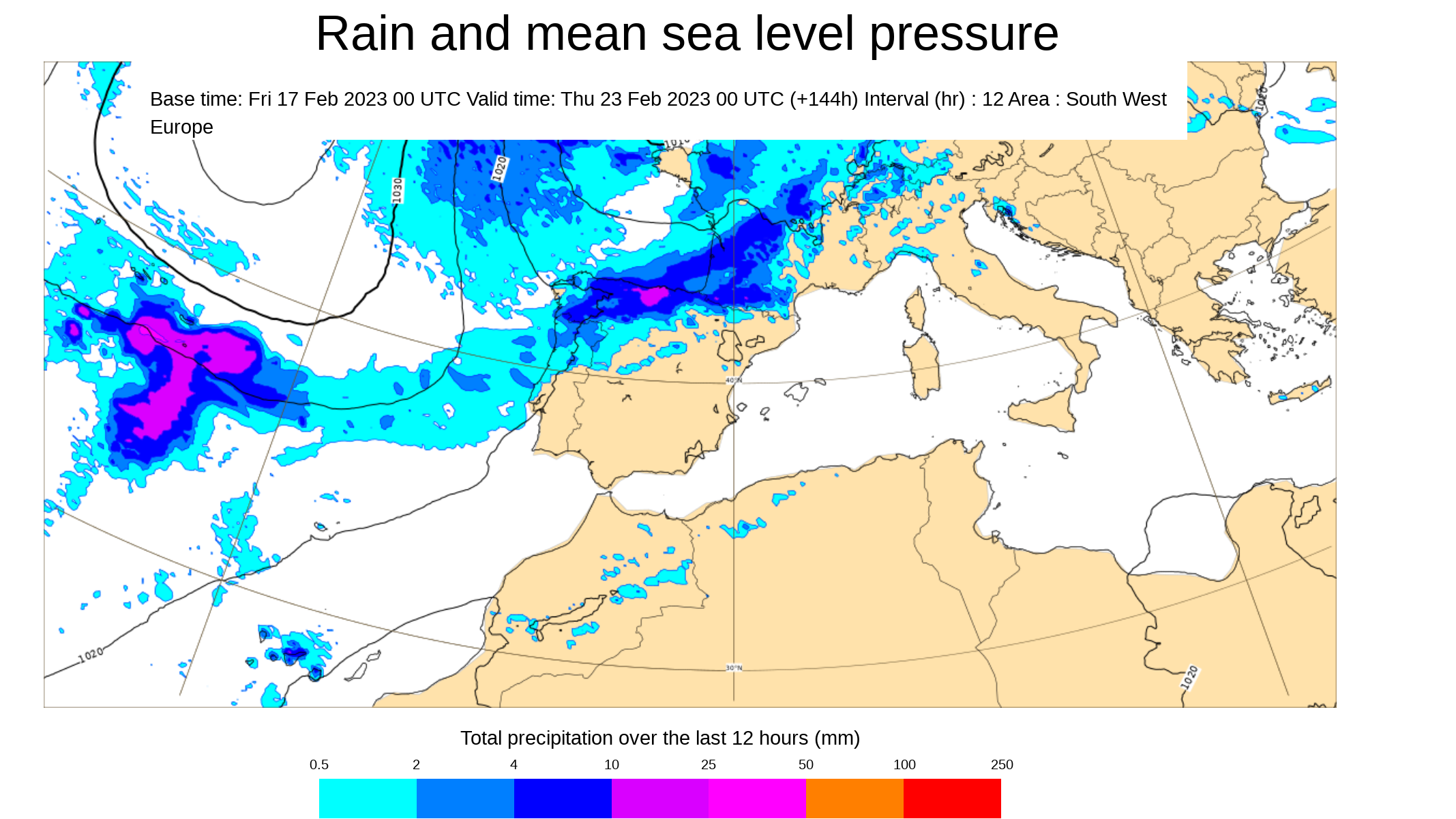 Lluvias previstas el jueves causadas por un frente