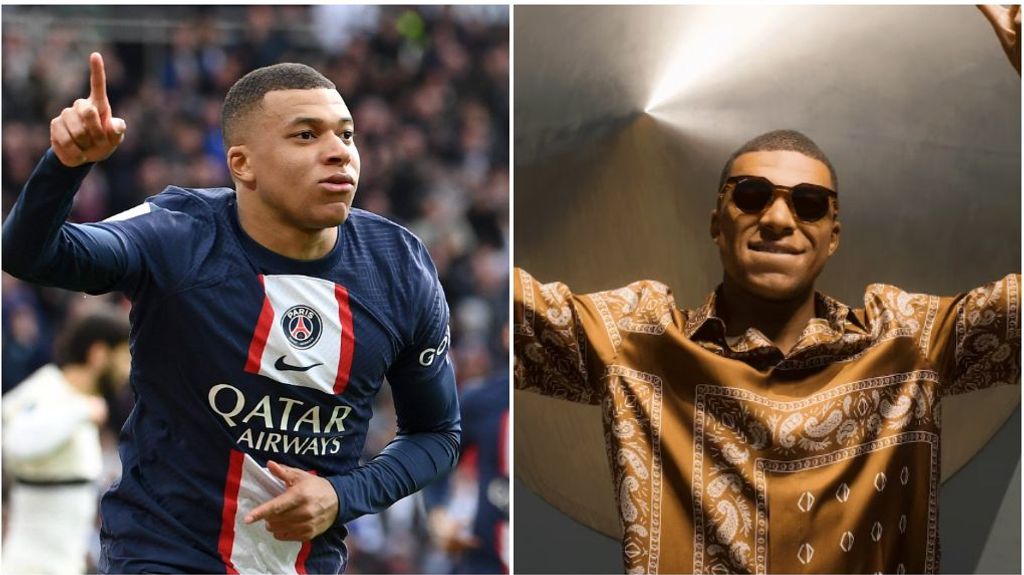 Kylian Mbappe durante el último partido con el PSG y con sus gafas