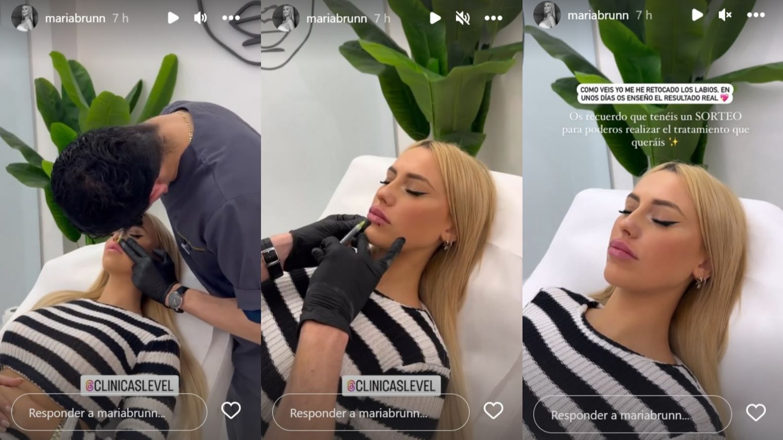 María Aguilar se retoca los labios