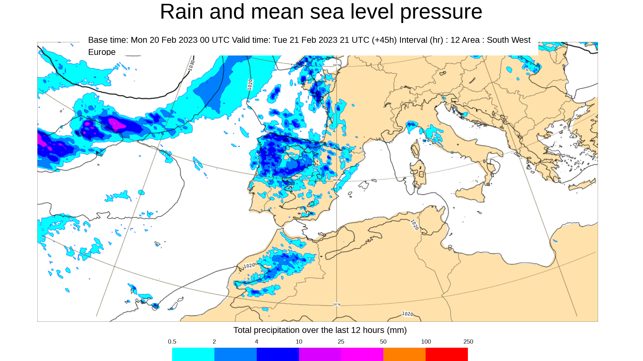 Precipitación prevista para el martes 21